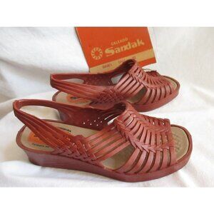 Vintage Womens Sandals 9 US 26 mexico Sandak Molded Rubber Brown Isabel NOS
